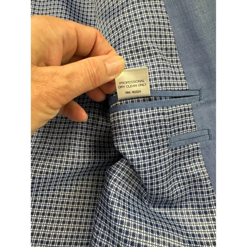 Saddlebred Mens 56R Light Blue 100% Cotton Two Button Blazer Sport Coat
